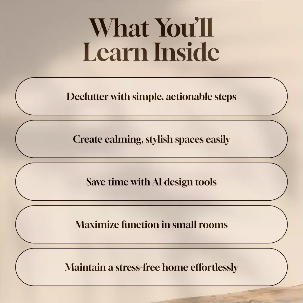 Minimalist Decor for Stress-Free Living | Digital Guide to Decluttering, Simple Home Design, AI Room Planning, and Modern Minimalist Lifestyle