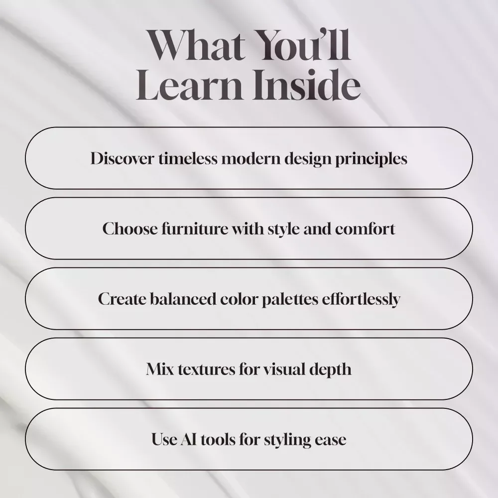Modern Living Room Styling Guide | Digital Download Home Decor eBook | Interior Design Ideas, Furniture, Color Palettes, Textures & AI Tools for Decorating