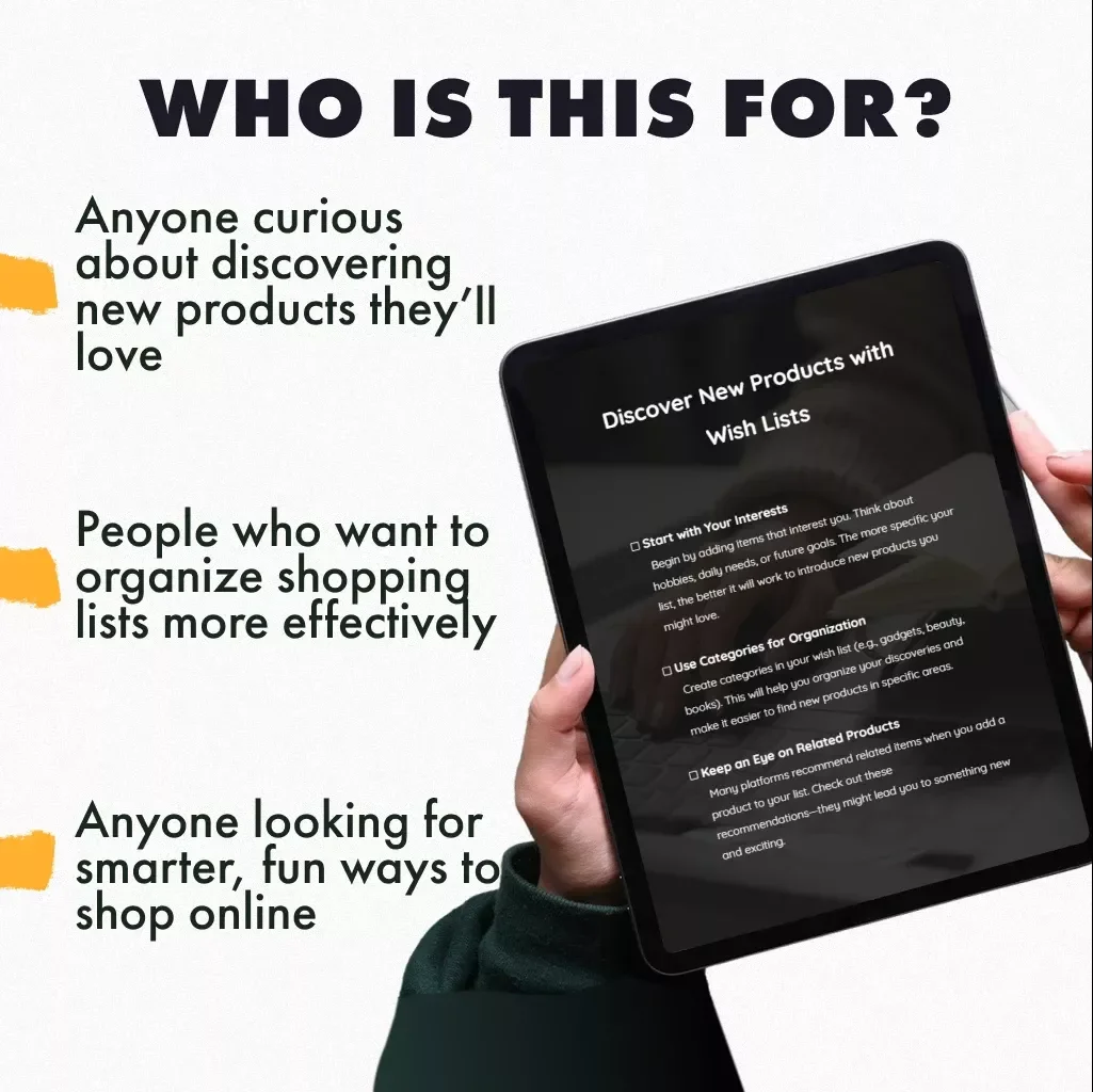 Discover New Products with Wish Lists | Digital Checklist Guide on How to Use Wish Lists to Discover New Products | eBook Download for Shoppers & Trend Seekers
