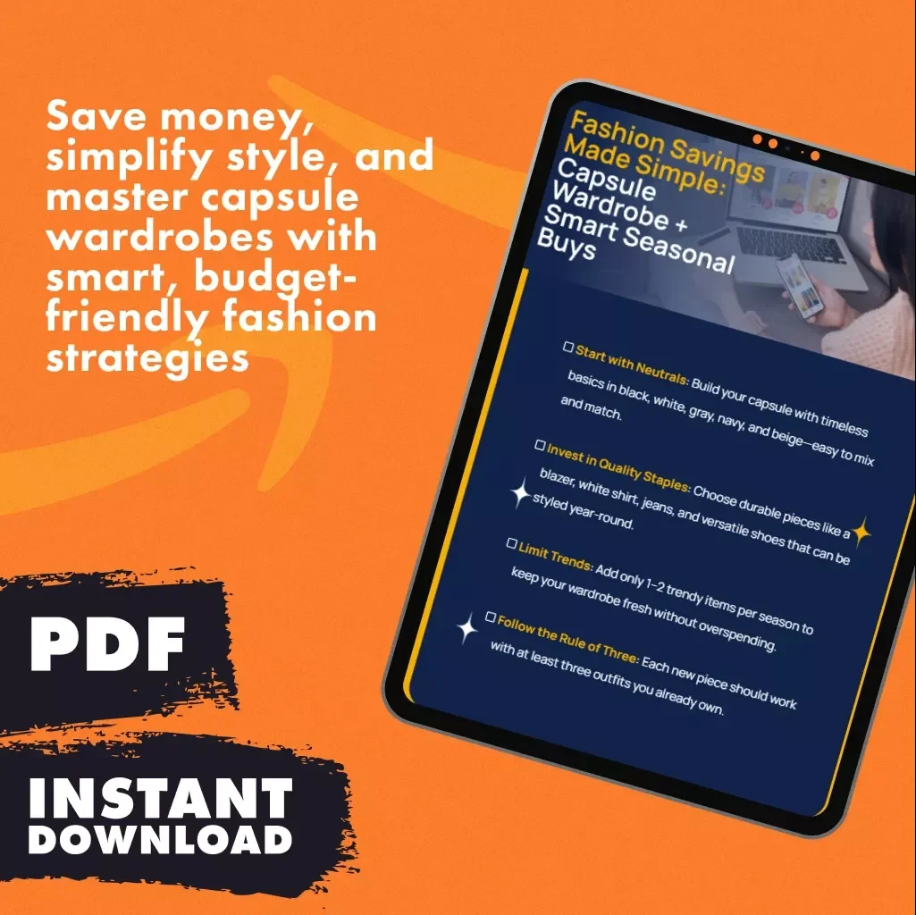 Fashion Savings Made Simple: Capsule Wardrobe + Smart Seasonal Buys | Printable Checklist | How to Save on Fashion Guide for Women | Digital Download