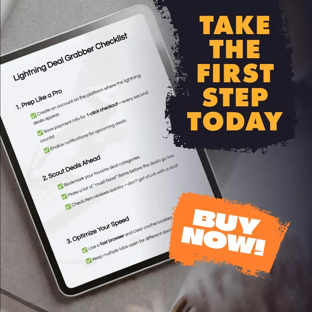 Lightning Deal Grabber Checklist – Instant Download | Checklist for Grabbing Lightning Deals Fast | Flash Sale Prep Guide