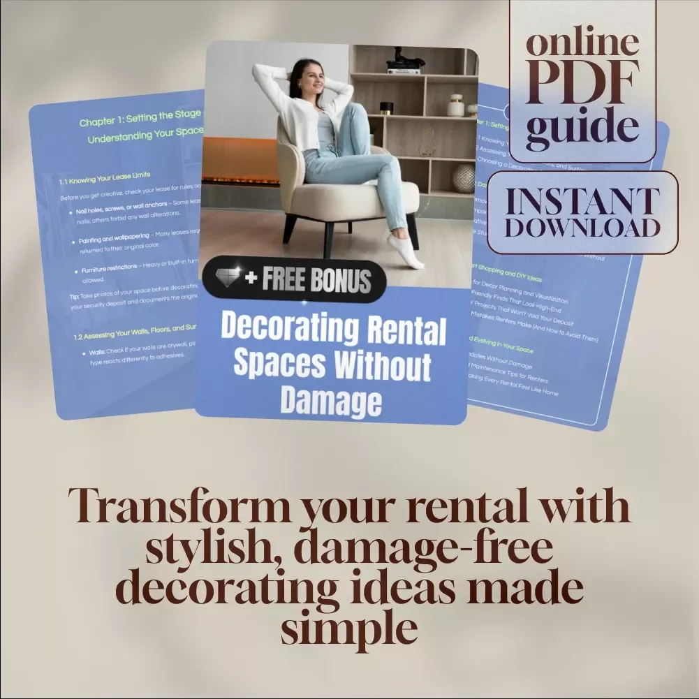 Decorating Rental Spaces Without Damage | Digital Guide for Renters | Damage-Free Decorating, DIY Ideas & Temporary Solutions