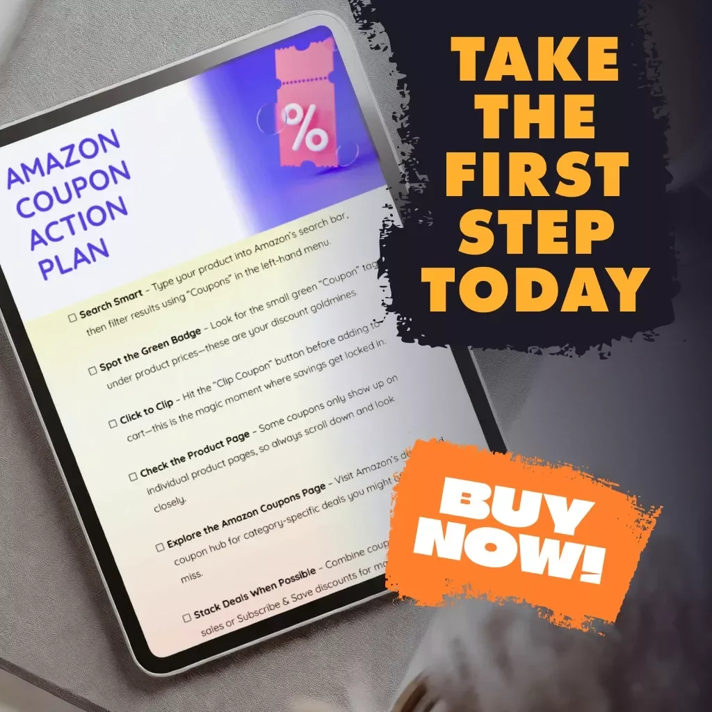 Amazon Coupon Action Plan – Printable Checklist | Digital Download Guide for How to Find and Clip Amazon Coupons, Save Money on Amazon Deals