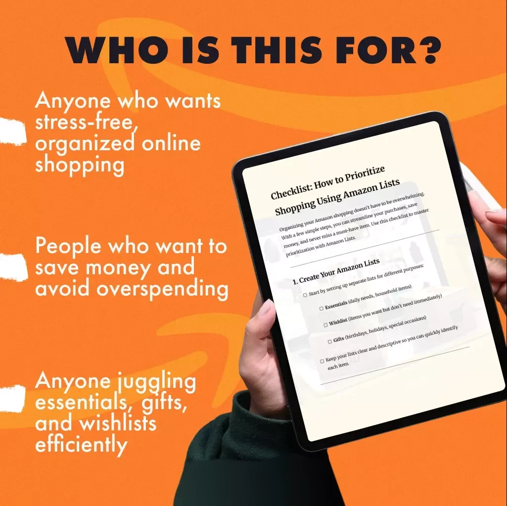 Checklist: How to Prioritize Shopping Using Amazon Lists | Digital Download Guide, eBook, Printable, Organization & Budgeting Tool
