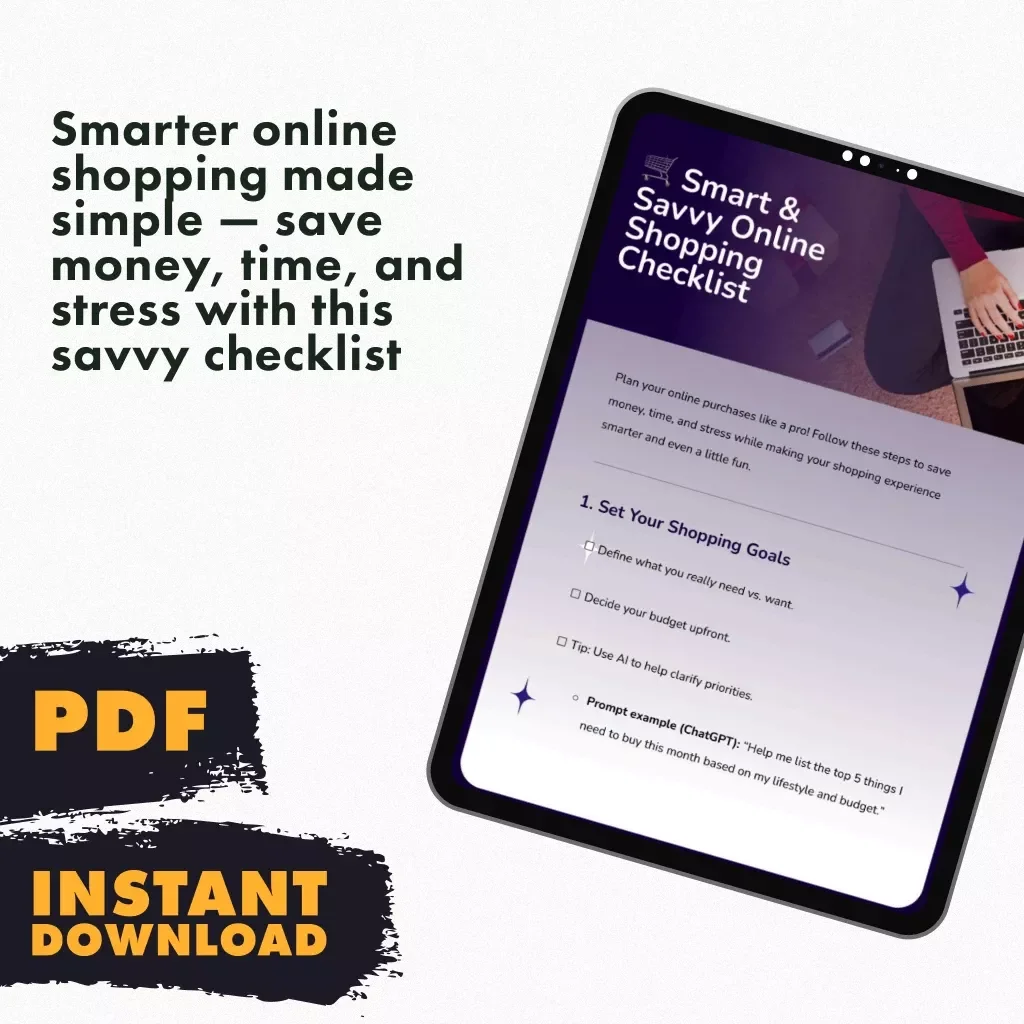 Smart & Savvy Online Shopping Checklist | Digital Download | How to Plan Online Shopping Guide for Smarter, Stress-Free Purchases