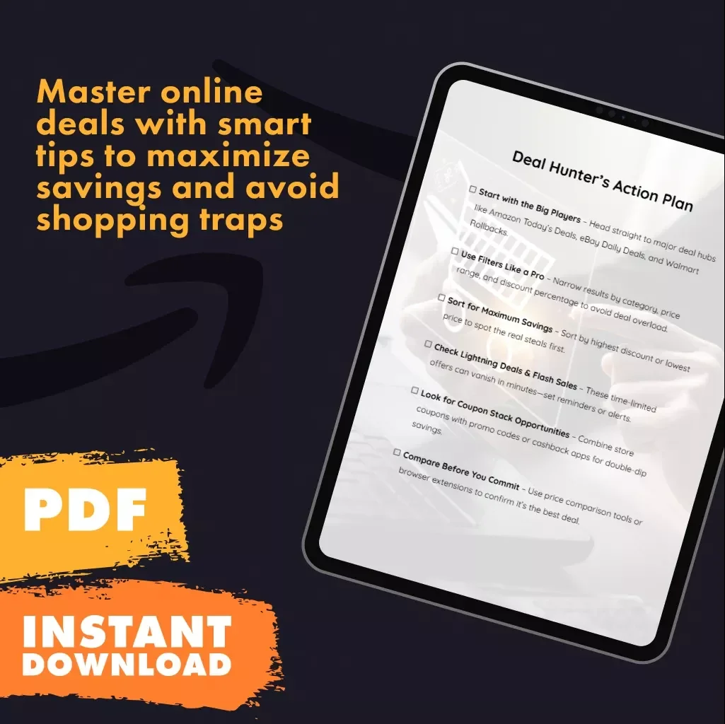 Deal Hunter’s Action Plan | Printable Checklist | Digital Download for Smart Shoppers | How to Explore Today’s Deals, Coupons & Discounts