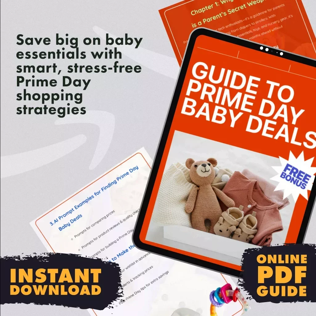 Guide to Prime Day Baby Deals | Digital Download eBook for Parents | Money-Saving Checklist, Shopping Tips & AI Prompts for Finding the Best Prime Day Baby Bargains