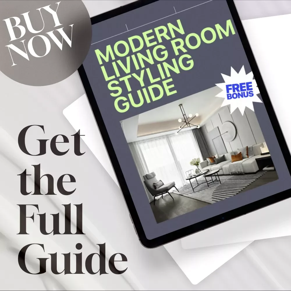 Modern Living Room Styling Guide | Digital Download Home Decor eBook | Interior Design Ideas, Furniture, Color Palettes, Textures & AI Tools for Decorating