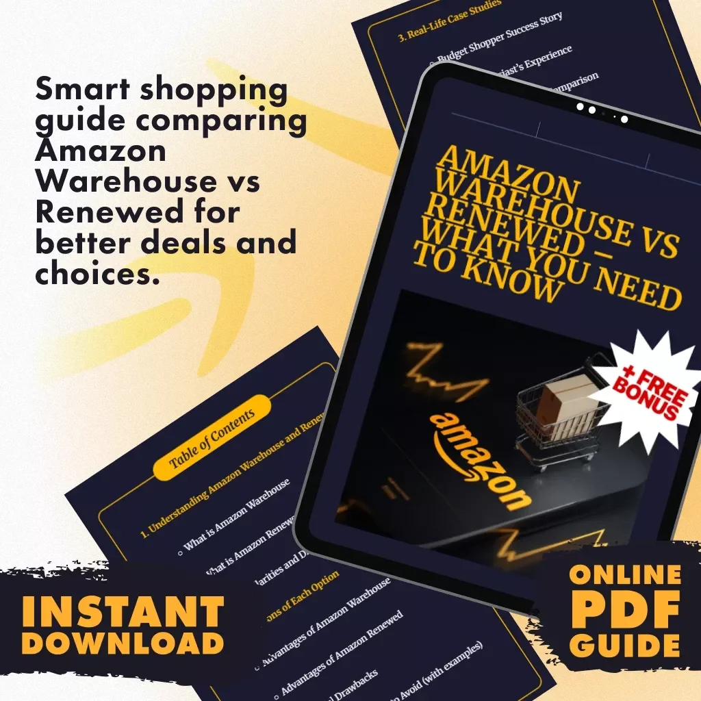 Amazon Warehouse vs Renewed – What You Need to Know | Digital Guide for Smart Shoppers, eBook & Checklist