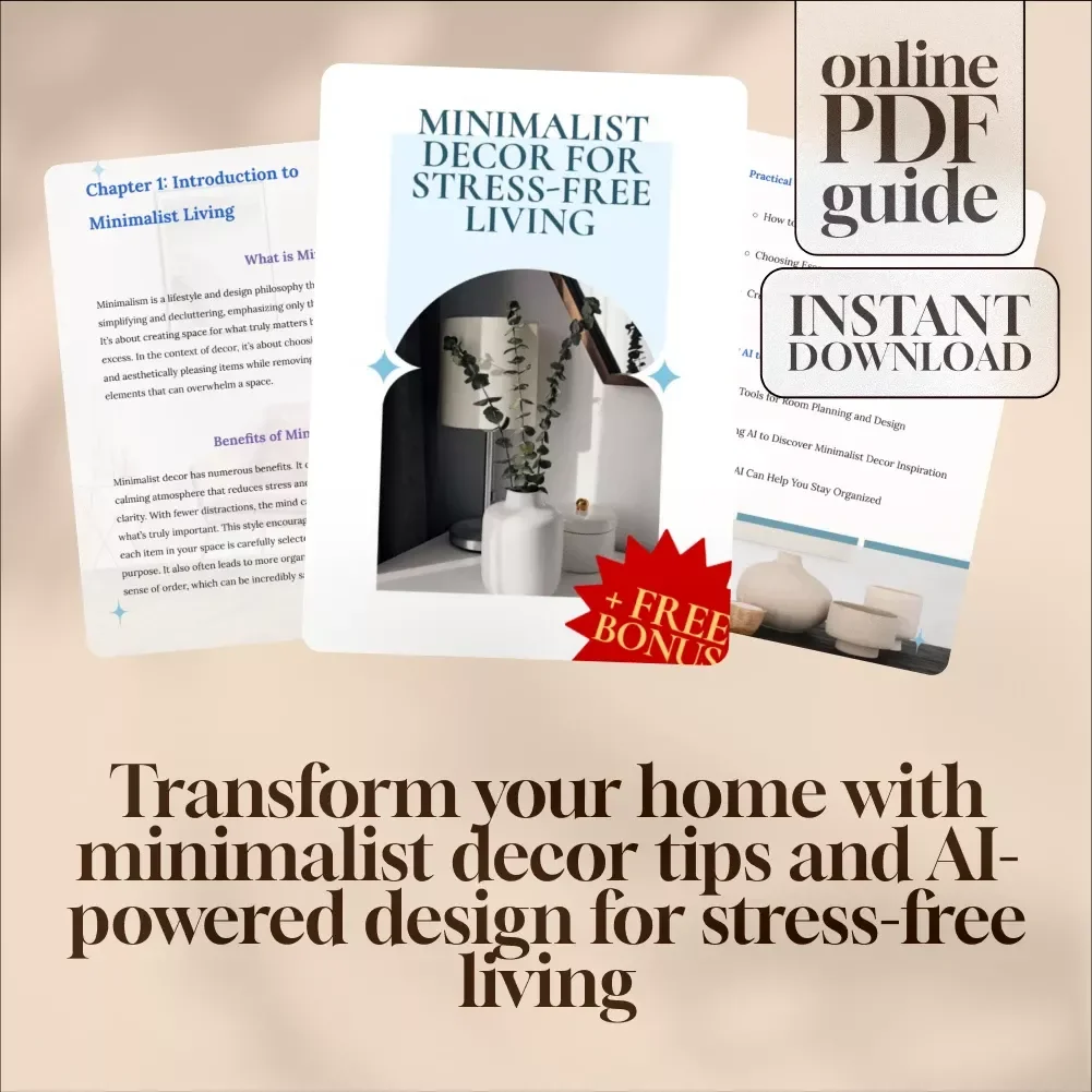 Minimalist Decor for Stress-Free Living | Digital Guide to Decluttering, Simple Home Design, AI Room Planning, and Modern Minimalist Lifestyle
