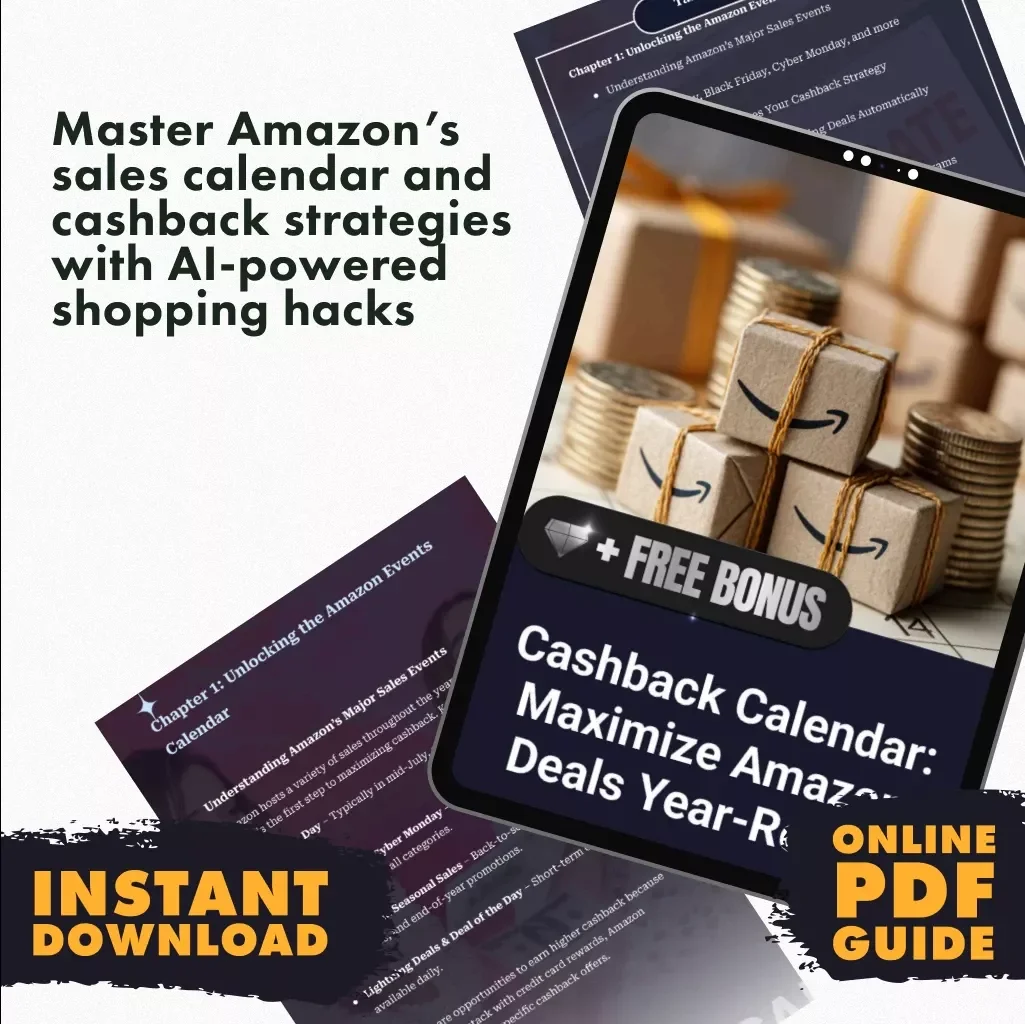 Cashback Calendar: Maximize Amazon Deals Year-Round | Digital Guide for Amazon Events Calendar, Prime Day, Black Friday, Cyber Monday, Cashback Tips & AI Shopping Tools