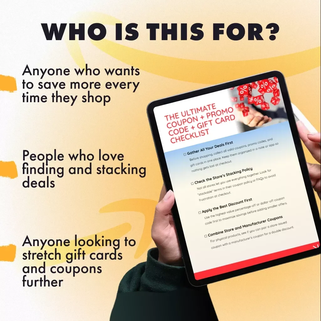 The Ultimate Coupon + Promo Code + Gift Card Checklist | Digital Download Savings Guide for Combining Coupons with Promo Codes and Gift Cards | Printable PDF & Instant Access