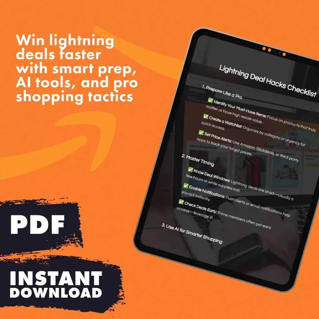 Lightning Deal Hacks Checklist | Amazon Lightning Deals Guide | Digital Download Shopping Hacks eBook