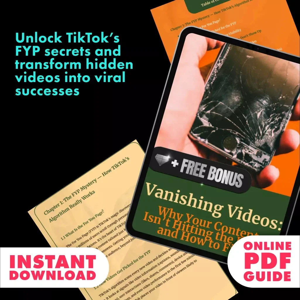 Vanishing Videos: Why Your Content Isn’t Hitting the FYP—and How to Fix It | TikTok Guide for Creators, eBook, Digital Download, Why Some Videos Don’t Show on FYP