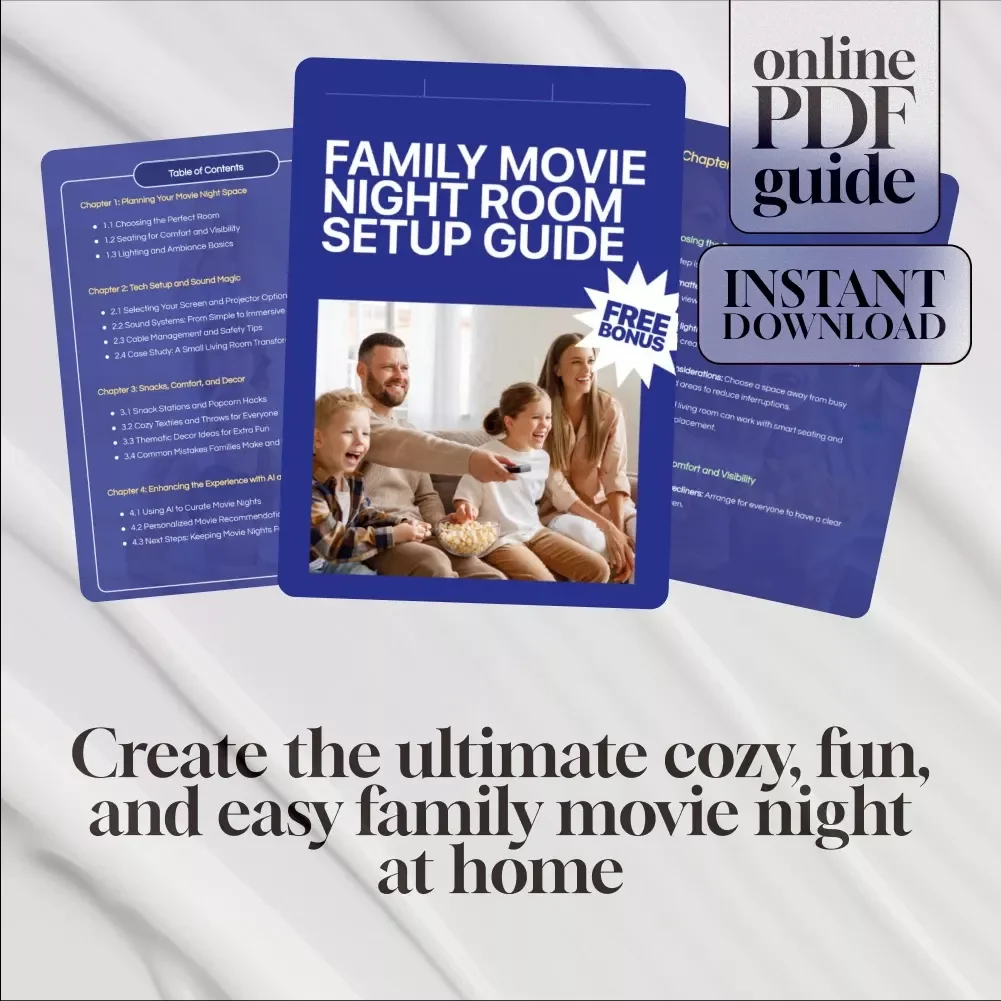 Family Movie Night Room Setup Guide | Digital Download Home Theater Ideas, DIY Checklist & eBook for Cozy Family Movie Nights