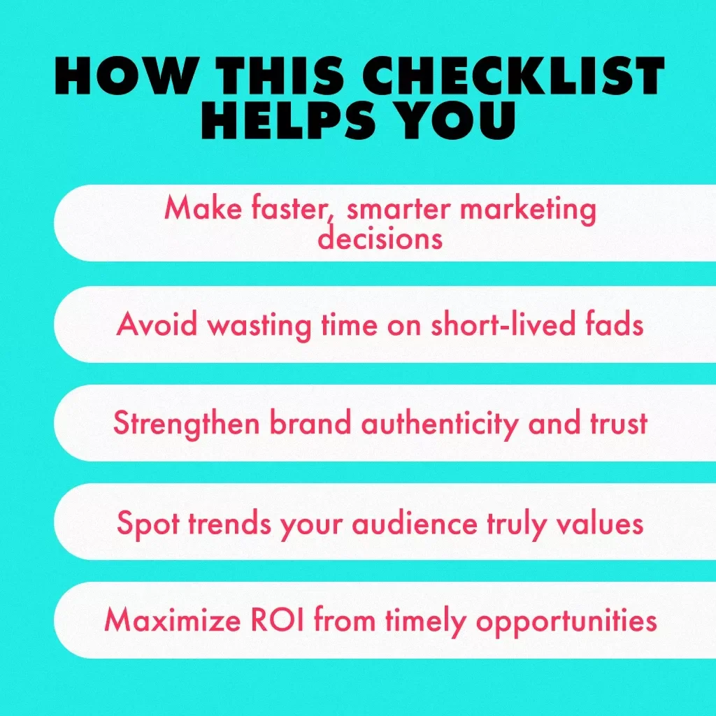 Trend Spotter Checklist | Digital Download Guide | When to Follow Trends and When to Skip Them | Branding & Marketing Strategy