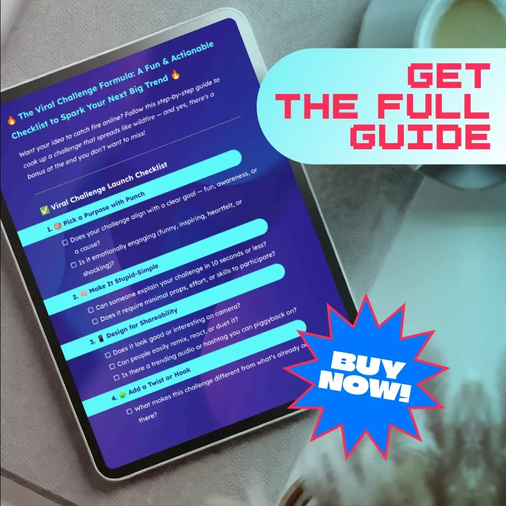 The Viral Challenge Formula: A Fun & Actionable Checklist to Spark Your Next Big Trend | Digital Download Guide for Creators, Social Media, TikTok, Instagram | The formula for viral challenges