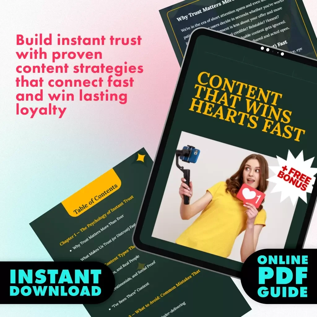 Content That Wins Hearts Fast | Digital Guide for Marketers, Creators & Entrepreneurs | Content that builds trust fast, Grow Your Audience & Build Credibility Online