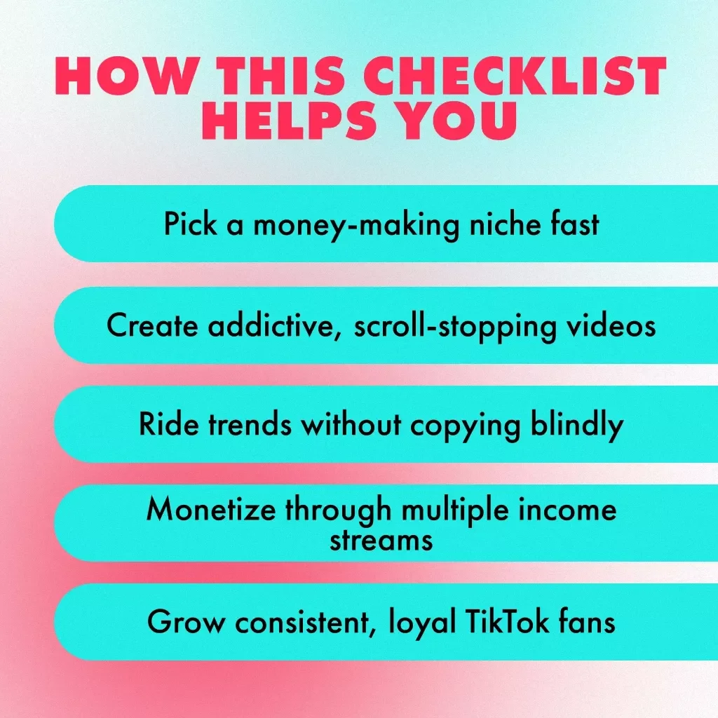 TikTok Money-Maker’s Ultimate Checklist (Make Your Followers Rain Cash!) | Digital Download eBook, Guide & Printable Checklist | How to Make Money on TikTok Growth & Monetization