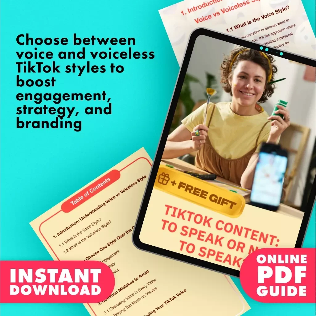 TikTok Content: To Speak or Not to Speak | Guide for Voice or Voiceless Style TikTok Creators | Digital Download eBook & Checklist