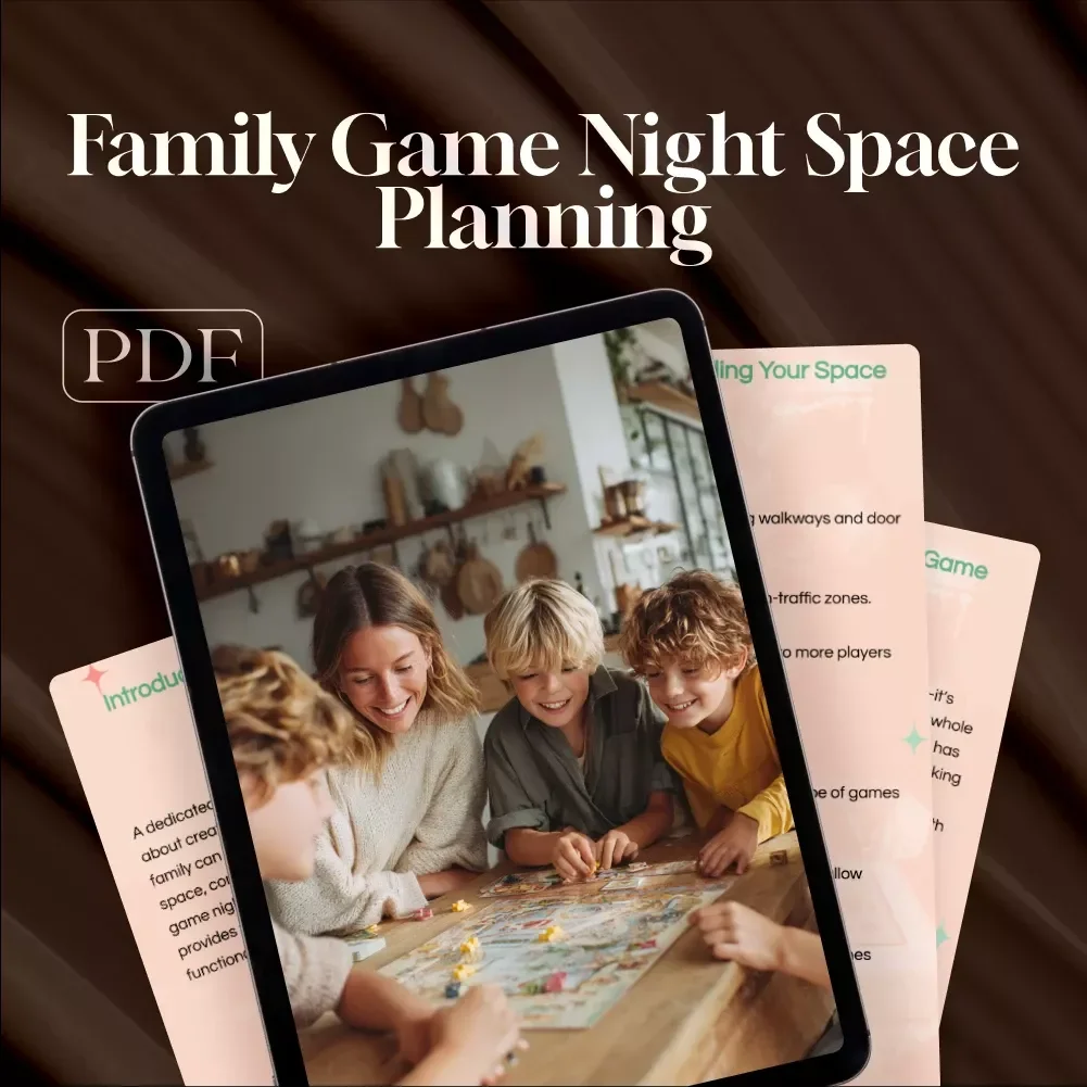 Family Game Night Space Planning Guide | Digital Download eBook for Game Room Setup, Comfort, and Fun Home Entertainment