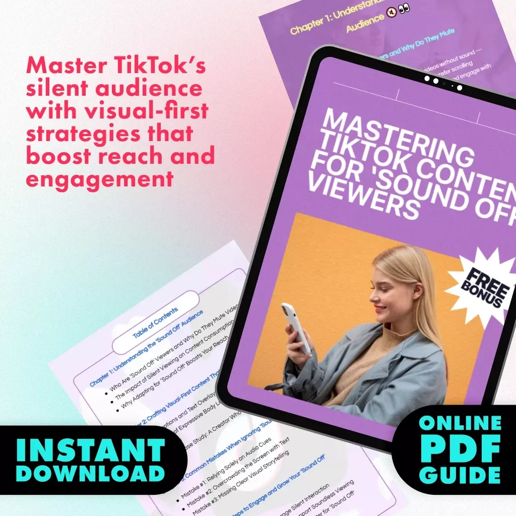 Mastering TikTok Content for ‘Sound Off’ Viewers | Guide for Creating Content for TikTok’s “Sound Off” Audience | Digital Download eBook for Silent Viewing Strategies
