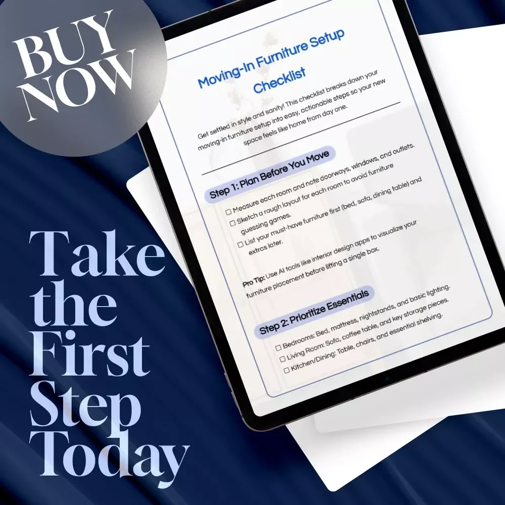 Moving-In Furniture Setup Checklist | Digital Download Guide for Apartment & Home Furniture Placement, Room Layout, and Interior Design Essentials