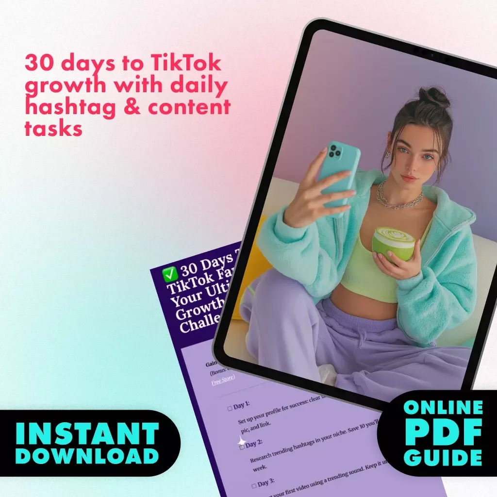 30 Days to TikTok Fame: Your Ultimate Growth Challenge! | 30-Day TikTok Growth Challenge Checklist for Daily Tasks to Gain Followers Fast