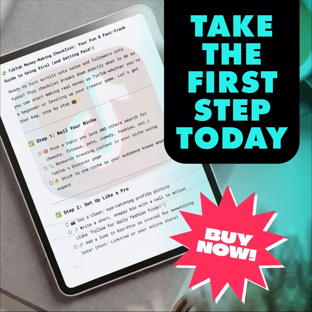TikTok Money-Making Checklist: Your Fun & Fast-Track Guide to Going Viral (and Getting Paid) | Digital Download eBook Guide for Beginners | How to Earn Money on TikTok Step-by-Step Checklist
