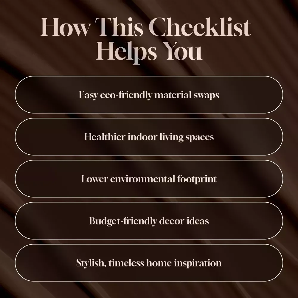 Eco-Friendly Decor Materials Checklist | Sustainable Home Decor Guide | Digital Download for Green Living and Interior Design