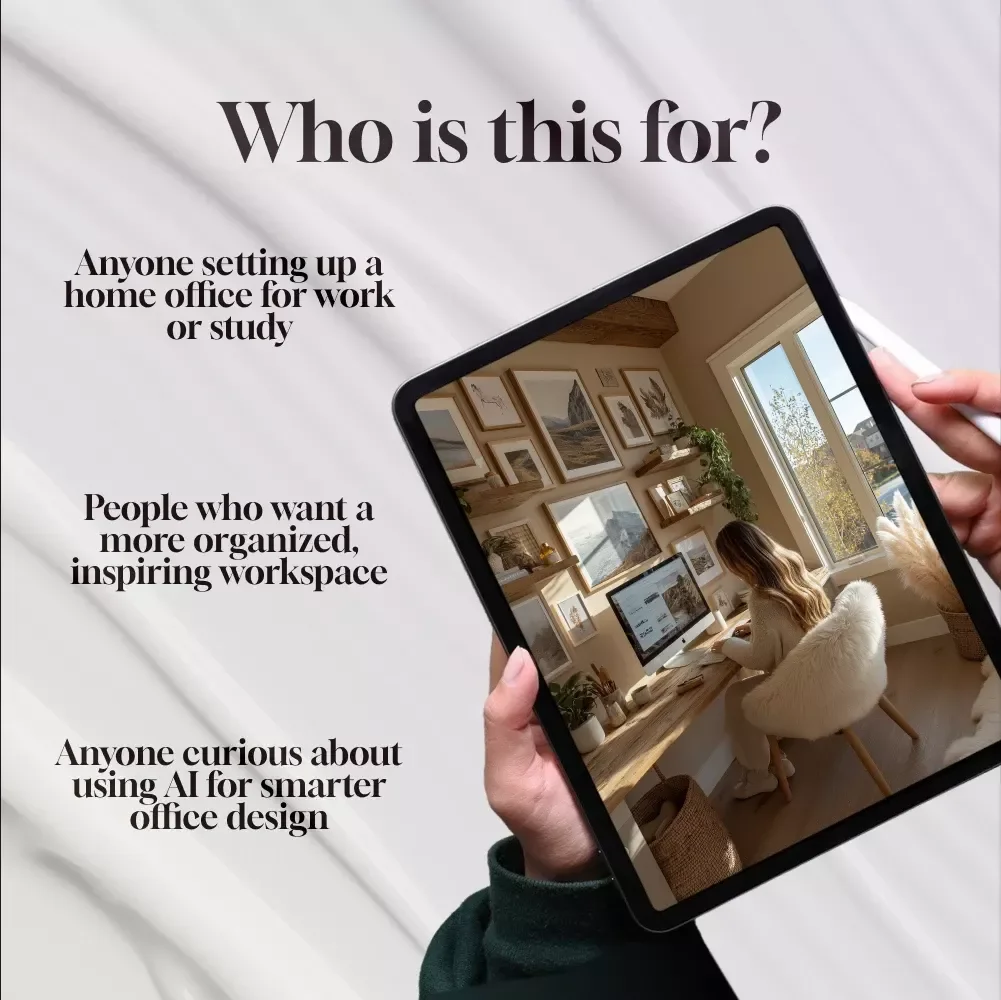Home Office Design Essentials | Guide for Workspace Setup, Organization, Productivity & AI Prompts | Digital Download eBook for Modern Home Office Design