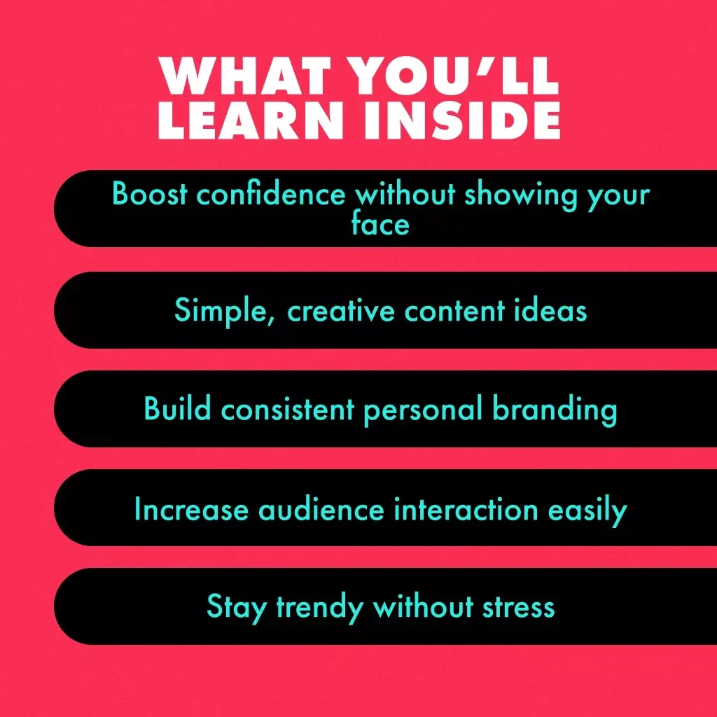 Creative Ways to Engage Without Showing Your Face | Faceless TikTok Ideas Guide for Viral Video Success | Digital Download eBook & Checklist