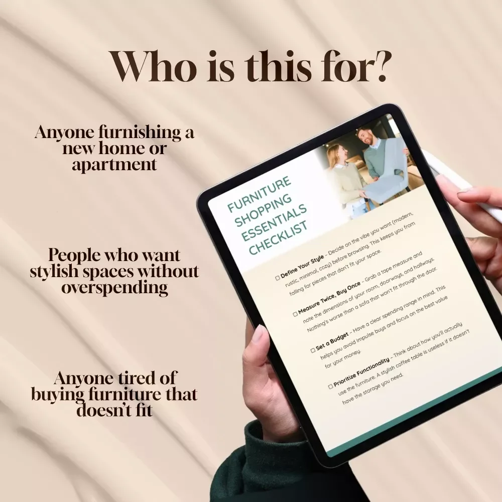 Furniture Shopping Essentials Checklist | Printable Digital Download | Home Decor Buying Guide | eBook PDF for Smart Furniture Shopping
