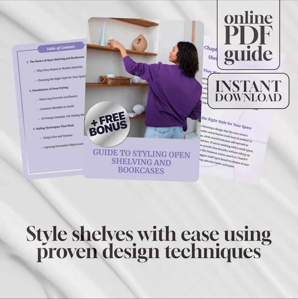 Guide to Styling Open Shelving and Bookcases | Interior Design Tips, Shelf Styling Guide, Home Decor eBook, Digital Download