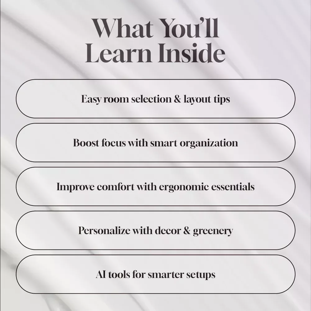 Home Office Design Essentials | Guide for Workspace Setup, Organization, Productivity & AI Prompts | Digital Download eBook for Modern Home Office Design