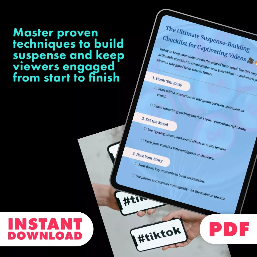 The Ultimate Suspense-Building Checklist for Captivating Videos | Digital Download Guide on How to Create Suspense in Your Videos | Filmmaking, Storytelling & Editing Resource