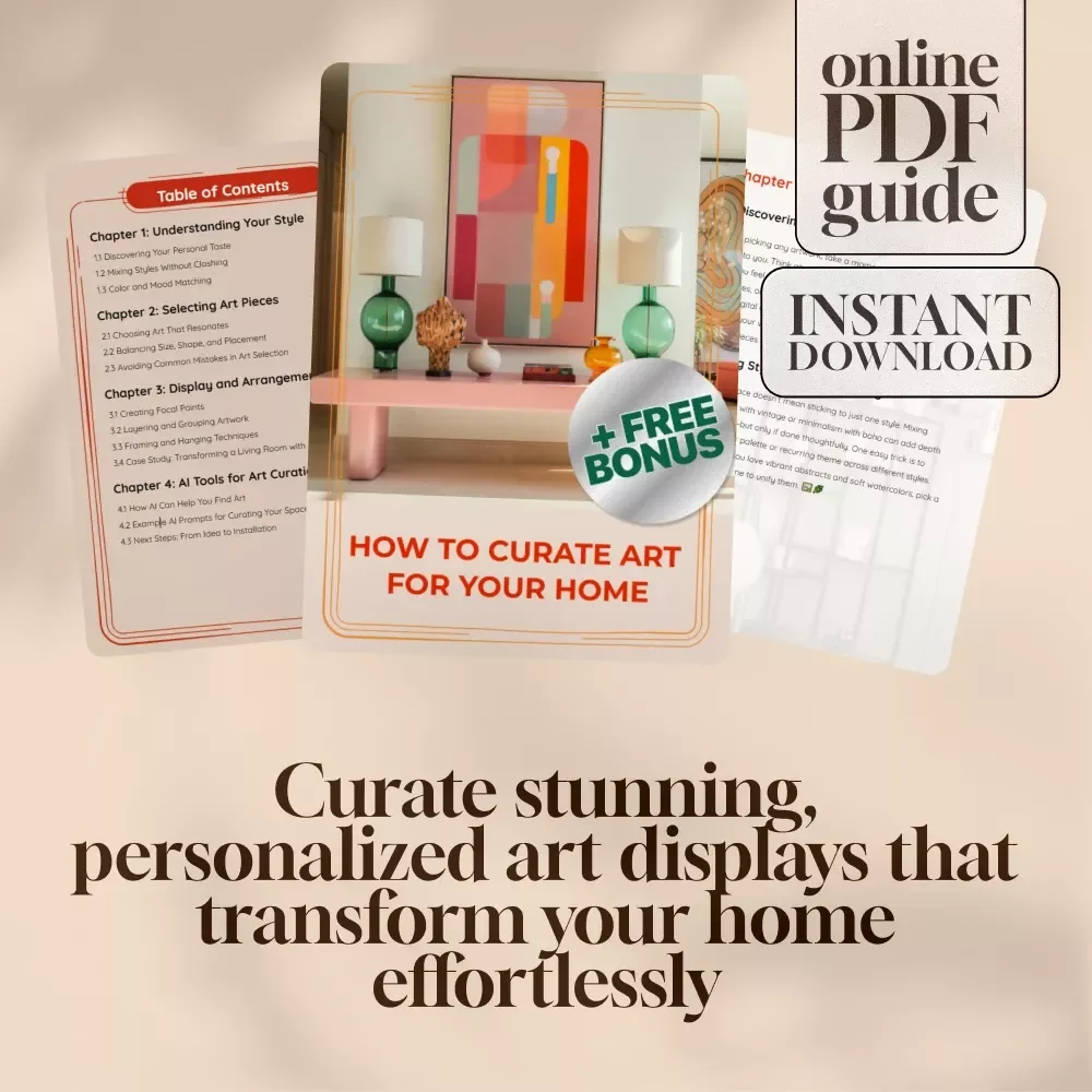 How to Curate Art for Your Home | Digital Guide | Interior Design eBook | Art Selection, Display & Arrangement Tips | AI Tools for Art Curation | Home Styling Checklist