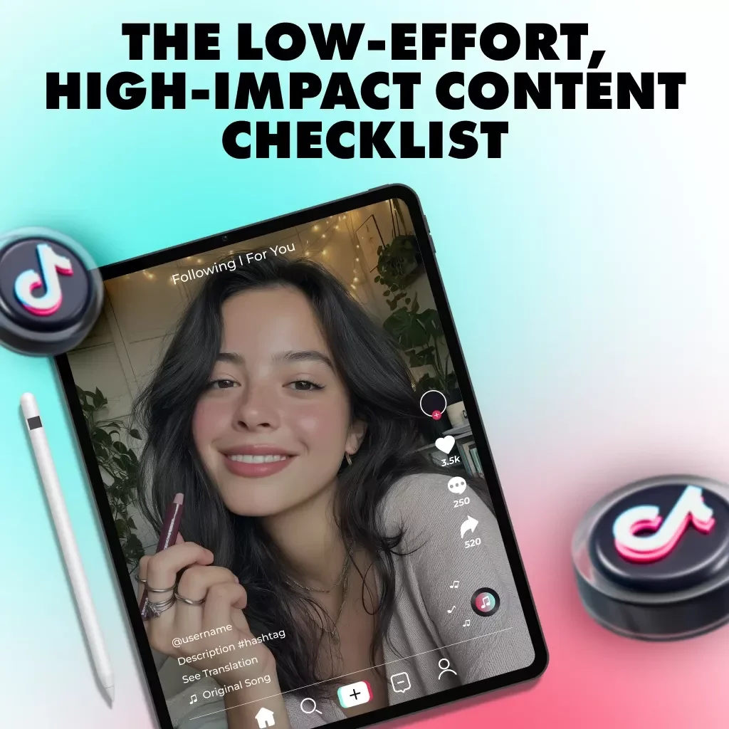 The Low-Effort, High-Impact Content Checklist | Digital Download Guide for Creators, Coaches & Small Business Owners | Fast Content Ideas & Social Media Growth Tool