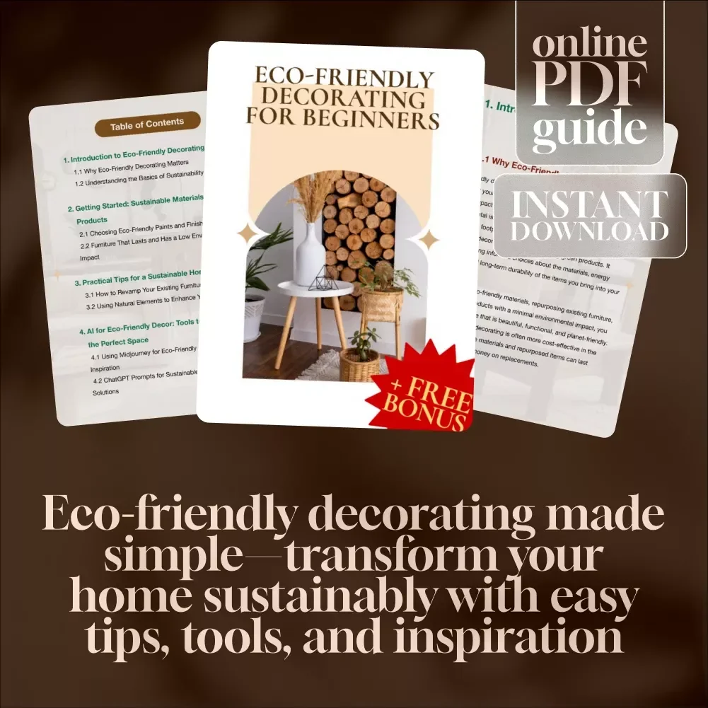 Eco-Friendly Decorating for Beginners | Sustainable Home Design Guide | Digital Download for Green Living, Conscious Interior Design, and Sustainable Decorating