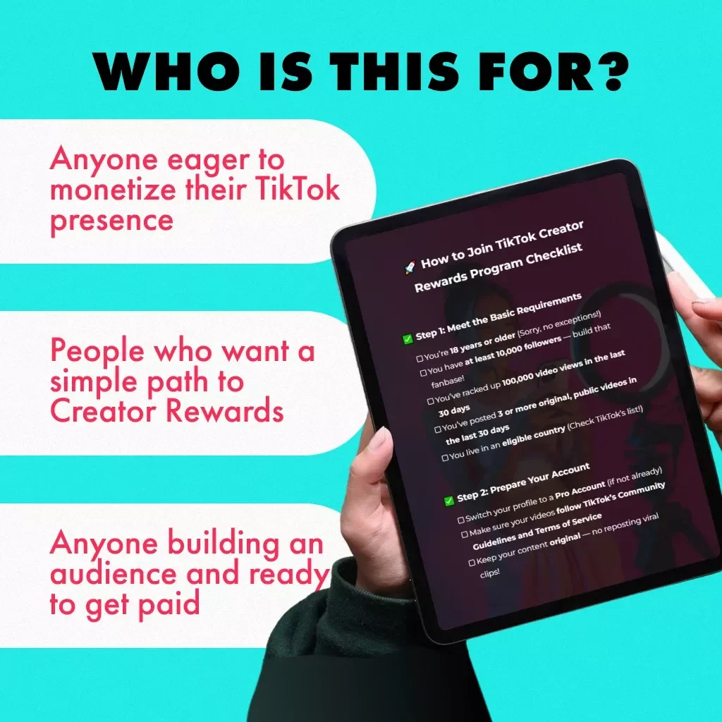 How to Join TikTok Creator Rewards Program Checklist | Digital Download Guide for Creators | Step-by-Step eBook PDF for Eligibility, Application & Growth