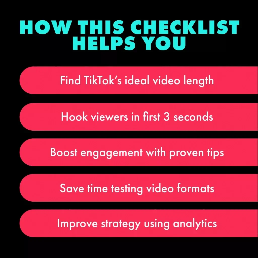 TikTok Video Length Secrets Checklist | Perfect Video Length for TikTok | Digital Download eBook Guide