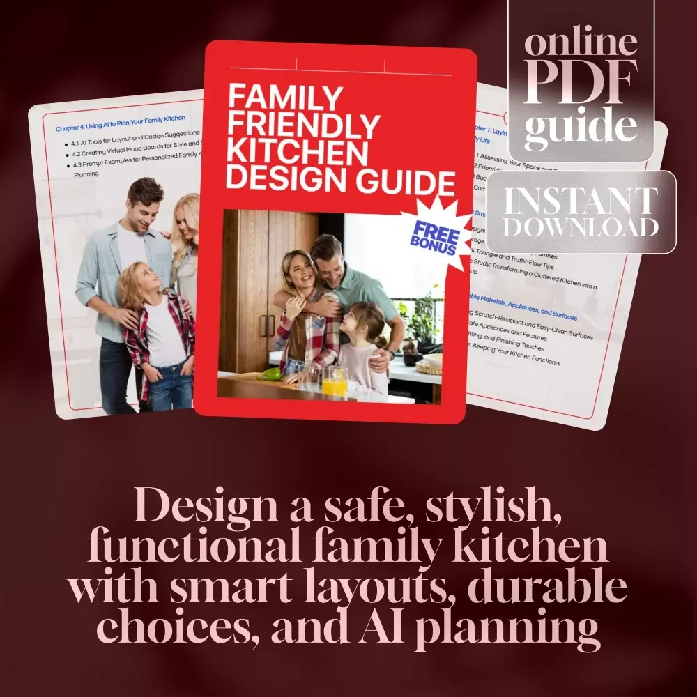 Family Friendly Kitchen Design Guide | Digital Download | Kitchen Layout, Storage, Safety, Materials & AI Planning eBook for Families