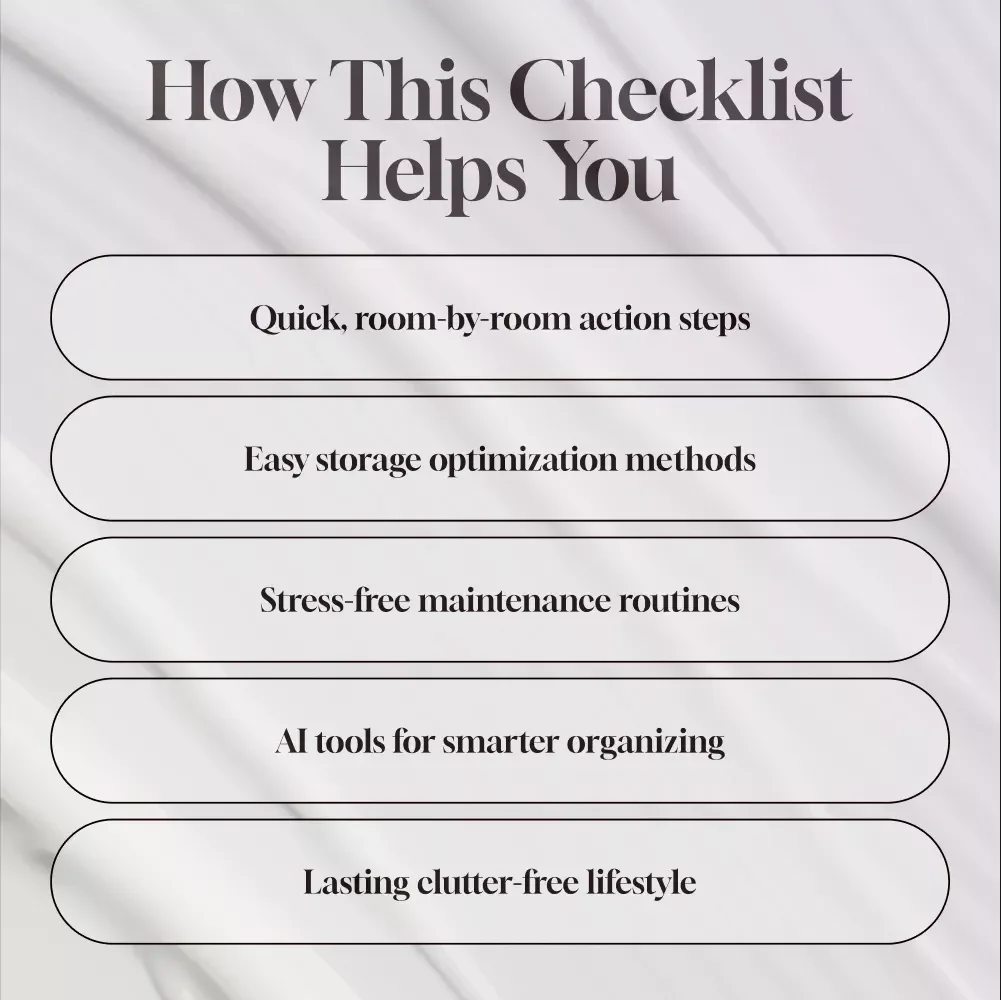 Declutter & Organization Checklist | Minimalist Home Organization Guide | Printable Digital Download for Easy Decluttering & Storage Solutions