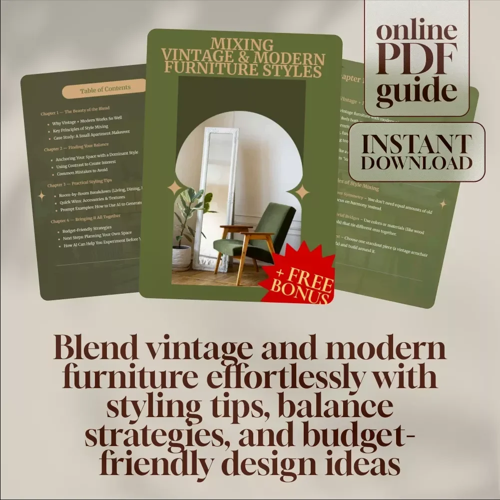Mixing Vintage & Modern Furniture Styles Guide | Interior Design Tips | Digital Download eBook for Home Styling & Room Makeovers