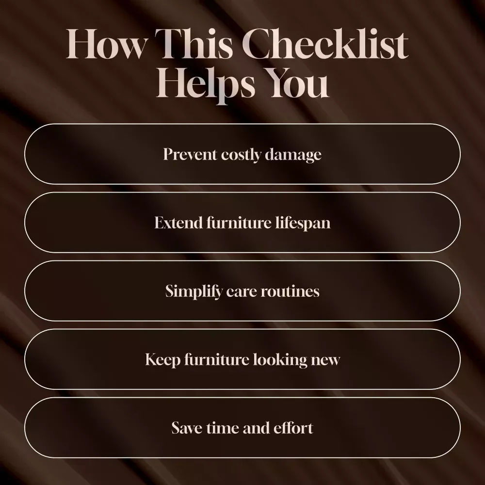 Furniture Care & Repair Checklist | Printable Home Maintenance Guide | Digital Download for Wood, Upholstery, Leather & Outdoor Furniture