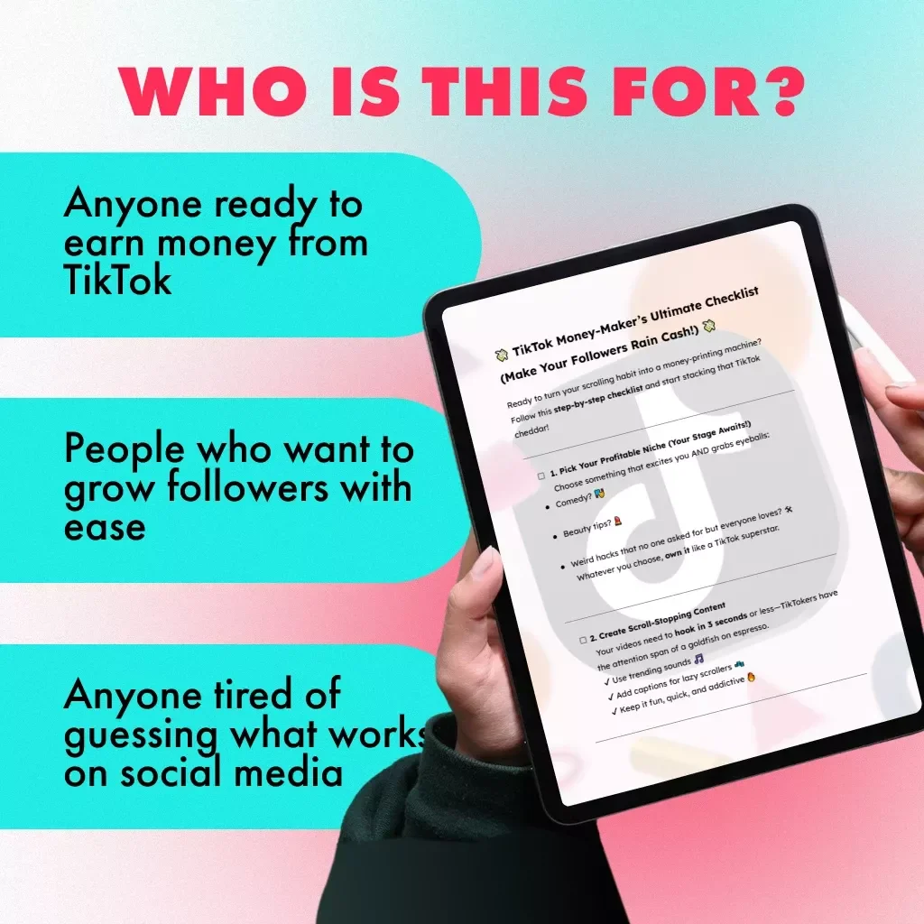 TikTok Money-Maker’s Ultimate Checklist (Make Your Followers Rain Cash!) | Digital Download eBook, Guide & Printable Checklist | How to Make Money on TikTok Growth & Monetization
