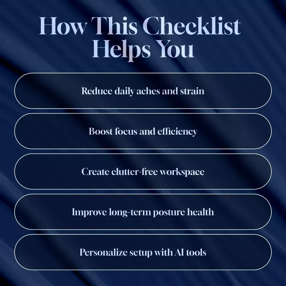 Home Office Ergonomics Checklist | Digital Download | Workspace Setup, Desk & Posture Guide, Monitor Positioning, Lighting & Breaks
