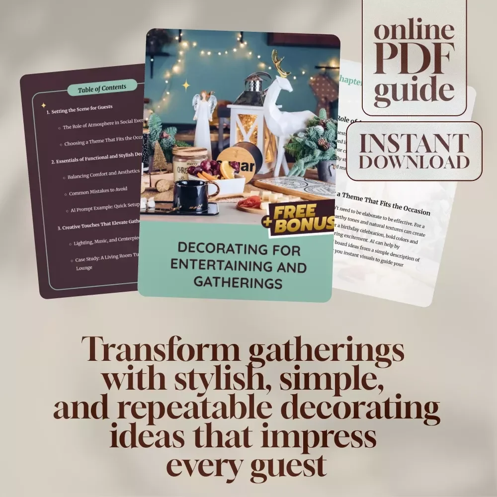 Decorating for Entertaining and Gatherings | Printable Guide for Party Planning, Stylish Home Decor Tips, and Hosting Made Easy | Digital Download eBook