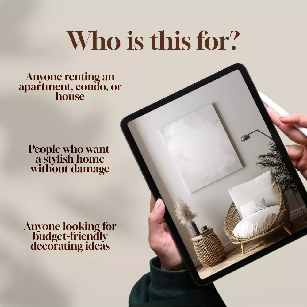 Decorating Rental Spaces Without Damage | Digital Guide for Renters | Damage-Free Decorating, DIY Ideas & Temporary Solutions