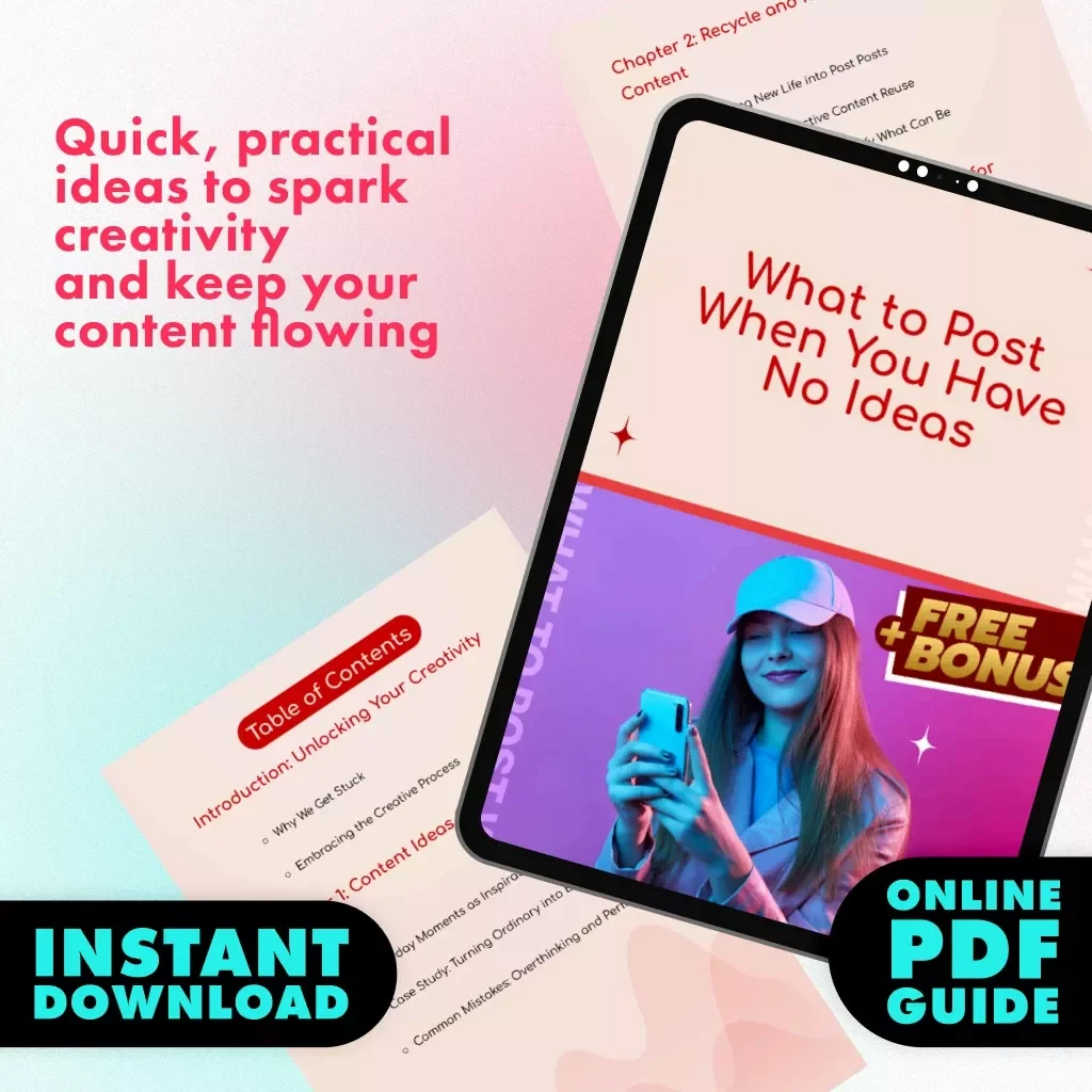 What to Post When You Have No Ideas | Digital Content Ideas Guide | Social Media eBook for Creators, Coaches & Entrepreneurs